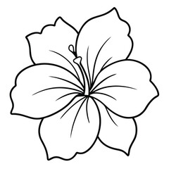 Sticker - Hibiscus Flower Vector Line Art Design.