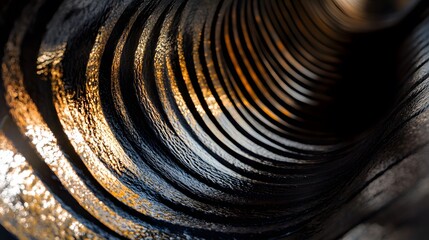 Close-up of Curved, Textured, Black and Gold Surface