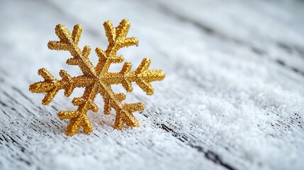 Poster - Christmas and New Year background Snowflake on a white wooden background Copy space : Generative AI