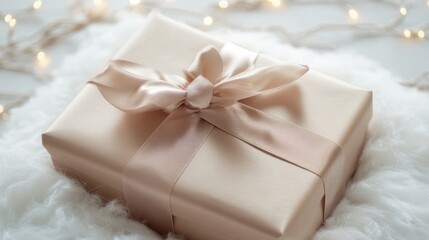 Wall Mural - Elegant Gift Box with Ribbon on Soft Background