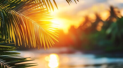 Aufkleber - Summer tropical blurred background : Generative AI