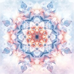 Wall Mural - A delicate floral mandala design featuring soft colors and intricate patterns, perfect for calming art and decor.