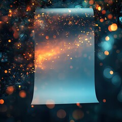 Wall Mural - a glowing scroll surrounded by vibrant sparks and bokeh lights, creating a magical and enchanting at