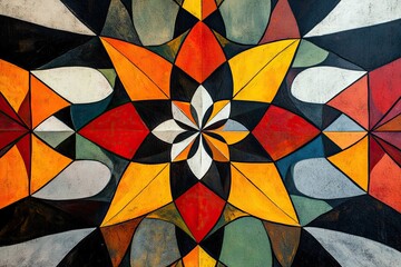 Wall Mural - Colorful geometric pattern featuring intricate star shapes and vibrant hues. Perfect for design and creative projects.