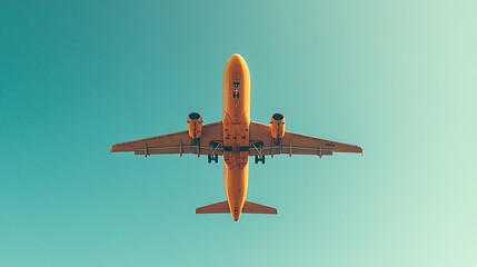 Generative AI Image of Elegant Luxurious Airplane Flying in Majestic Bright Blue Sky