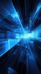 Wall Mural - a vibrant blue abstract background with dynamic light effects, representing technology and digital i