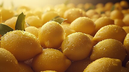 Poster - Fresh lemons background Close up Top view : Generative AI