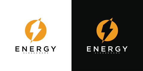 Poster - Bold lightning energy logo design template. Premium Vector