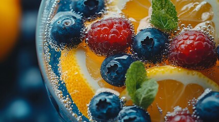 Poster - Detox fruit infused flavored water Refreshing summer homemade lemonade cocktail Cleanse body and burn fat : Generative AI