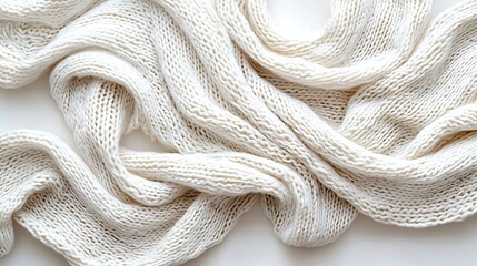 Aufkleber - Knitted white scarf pattern background Copy space Top view : Generative AI