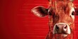 © Narongsag - Digital Cow Portrait with Red and Gold Abstract Background