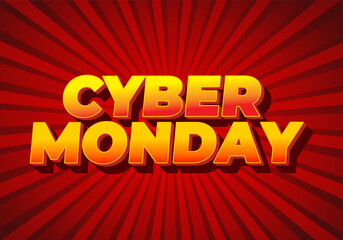 Cyber monday. Text effect in 3D and bold fonts for digital ads