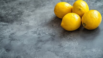 Poster - Fresh lemons on grey background Close up Top view : Generative AI