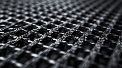 Close-Up of Black Interwoven Fabric Mesh