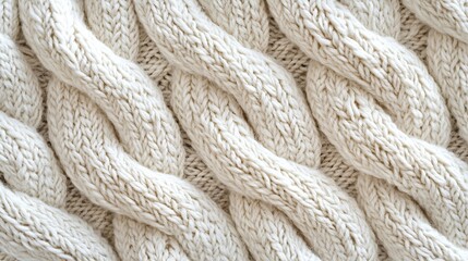 Aufkleber - Knitted white scarf pattern background Top view Copy space : Generative AI