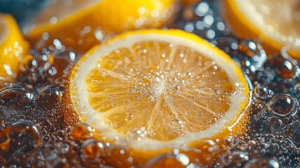 Poster - Ice tea with fresh lemons Grey background Close up Top view : Generative AI