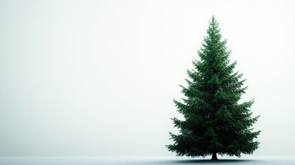 Green pine tree on a white isolated background.