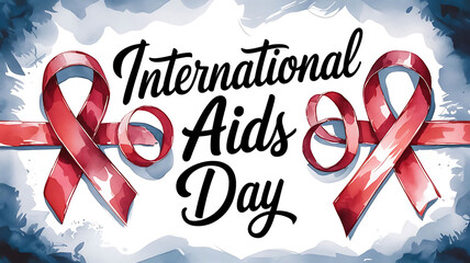 A banner with text International aids day in a illustration background