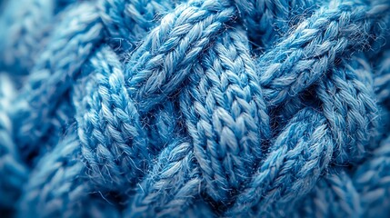 Leinwandbilder - Blue knitted wool texture background pattern with high resolution Top view Copy space : Generative AI
