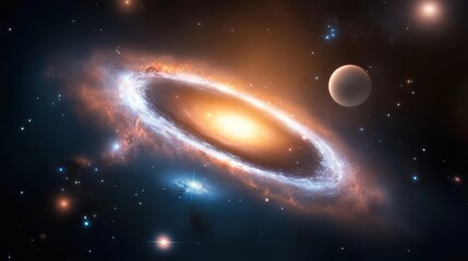 Wall Mural - clean, simple galaxy background featuring a few distant stars and soft cosmic light.