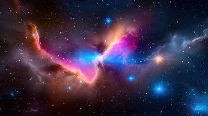 galaxy night sky background with countless bright stars and gentle cosmic clouds, creating a peacefu