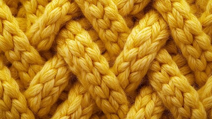 Leinwandbilder - Yellow knitted wool texture background pattern with high resolution Top view Copy space : Generative AI