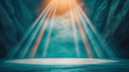 Wall Mural - a captivating empty stage scene with bright spotlights ready for a highenergy show, waiting for a bi