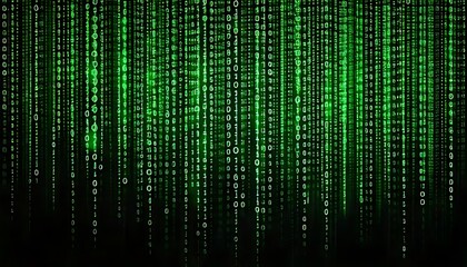 Flowing Binary Code on a Futuristic Digital Background