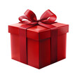 © Hasanka - Red gift box with red ribbon and red bow on transparent background, PNG