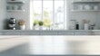 © @_ greta - Kitchen Countertop Mockup,  White Modern Kitchen with Blurred Background