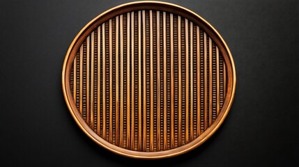 Wall Mural - Bamboo tray for traditional tea ceremony Gong Fu Cha Kungfu chapan Black background Top view : Generative AI