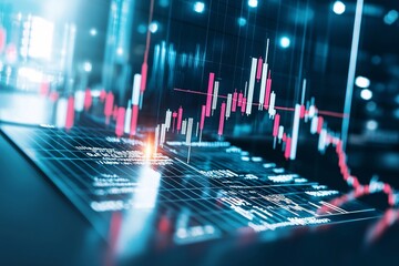 Wall Mural - Financial market crash with graphs showing falling interest rates and economic decline