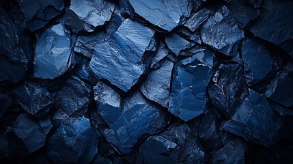 Poster - Dark navy blue stone texture background Top view Copy space : Generative AI