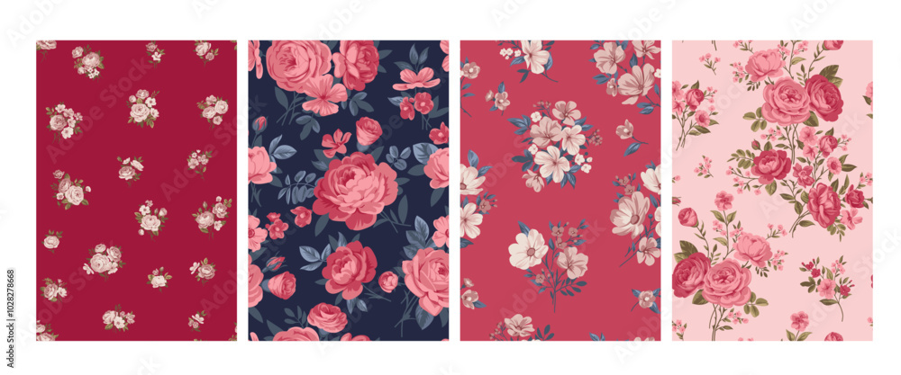 Seamless spring vector pattern with floral motif for dress fabric Stock ...