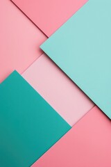 Wall Mural - Colorful pastel background with pink, mint green, and teal geometric shapes
