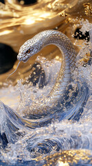 silver snake in the water