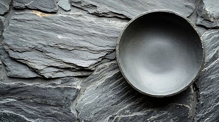 Aufkleber - Ceramic plate stone texture Grey background Close up Top view : Generative AI