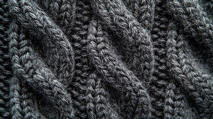 Leinwandbilder - Grey knitted wool texture background pattern with high resolution Top view Copy space : Generative AI