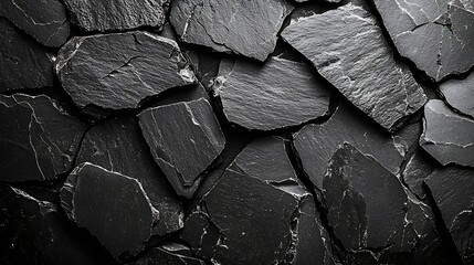 Fototapete - Natural black stone background pattern with high resolution Top view Copy space : Generative AI