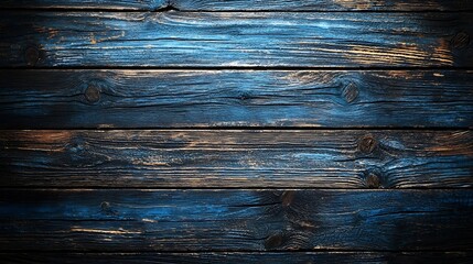 Leinwandbilder - Blue wooden background with high resolution Top view Copy space : Generative AI