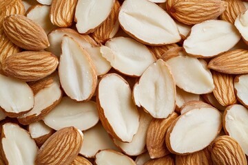 Almond Sliced. Natural Background with Fresh and Organic Almonds for Healthy Nourishment