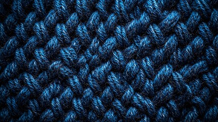 Leinwandbilder - Blue knitted wool texture background pattern with high resolution Top view Copy space : Generative AI