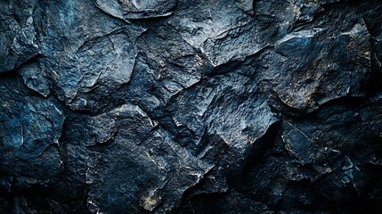 Poster - Dark navy blue stone texture background Top view Copy space : Generative AI