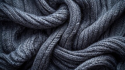 Leinwandbilder - Grey knitted wool texture background pattern with high resolution Top view Copy space : Generative AI