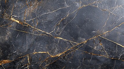 Fototapete - Black marble texture board on grey background Top view Copy space : Generative AI