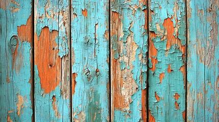 Poster - Turquoise colorful wooden background with crackling effect High resolution Copy space Top view : Generative AI