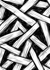 Wall Mural - a black and white drawing of wood grain with a lot of detail
