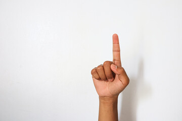 Indonesian hand with1 open finger gesture