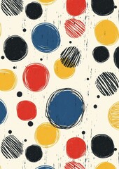 Wall Mural - a colorful pattern of circles with a black and white background
