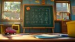 © pkproject - Chalkboard with Alphabet and Numbers in Elementary School Classroom,3D